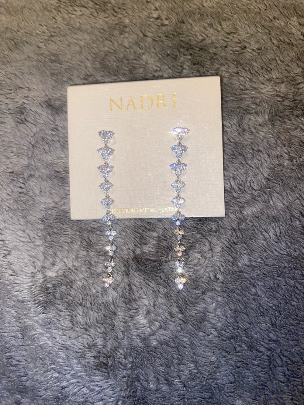 Nadri Silver Heart-Linked Crystal Drop Earrings - Silver